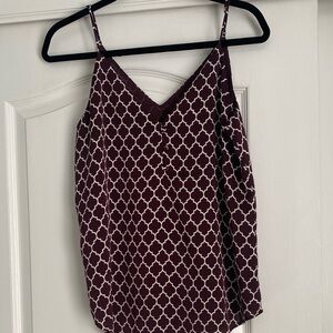 Express Burgundy and White Camisole Top